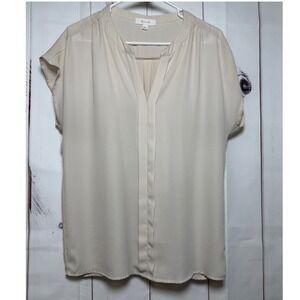 Beige Blouse / Semi-sheer /‎ Large / Sku0022